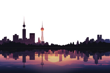 Wall Mural - PNG  Skyline architecture silhouette landscape.