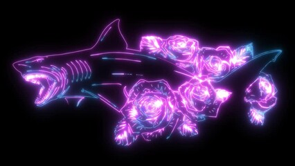 Poster - video of shark with rose flower