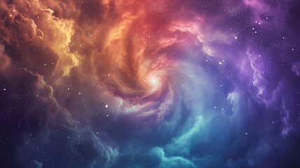 Canvas Print - A starry sky with a bright orange cloud in the middle