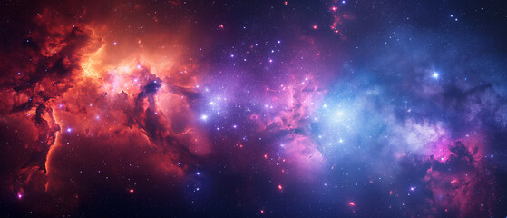 Wall Mural - a starry sky with a bright orange cloud in the middle