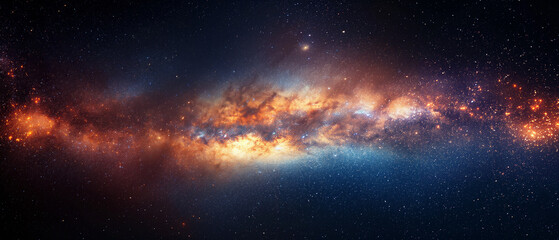 Wall Mural - a starry sky with a bright orange cloud in the middle