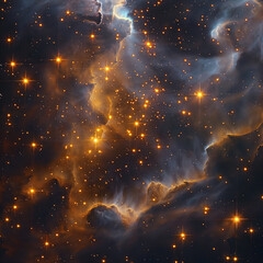 Wall Mural - a starry sky with a bright orange cloud in the middle