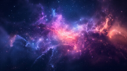 Wall Mural - a starry sky with a bright orange cloud in the middle