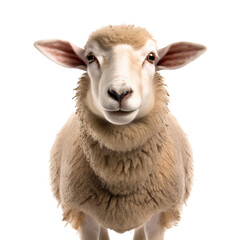 Wall Mural - Close up of a sheep, front view, isolated on transparent background