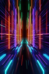 Canvas Print - Futuristic Neon Light Speed Tunnel Vision