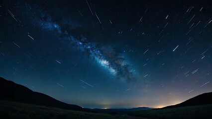 Wall Mural - milky way over the sea at night. long exposure photograph.