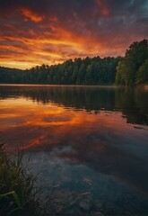 Wall Mural - Tranquil Sunset Over the Lake