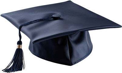a blue graduation cap with a gold tassel.