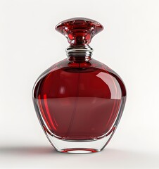 A red glass perfume bottle with no label