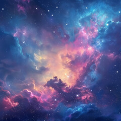 Wall Mural - a colorful galaxy with orange and blue swirls