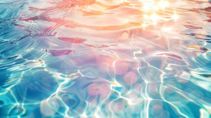 Wall Mural - Pool water surface and background with sunlight reflection generative ai