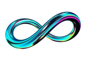 3d render, infinity symbol, icon, web, futuristic icon, 3d model, volumetric infinity symbol, color shimmer, decoration for website, motion design