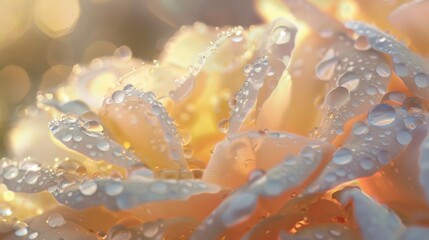 Poster - A serene scene of dew-covered petals bathed in soft morning light, a moment of tranquility