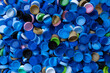 close up plastic bottles caps for recycling to conserve the environment, Recycling, reuse, garbage disposal, save the world concpet.