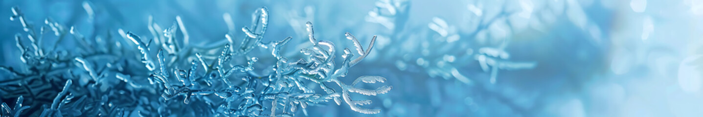 Poster - Blue seaweed background with intertwined, large and thick, matte and translucent elements, with copy space. Soft gradient from light blue to dark blue, sense of depth, high resolution