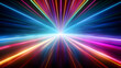 © yonshan - Bright colorful neon rays and glowing lines poster background