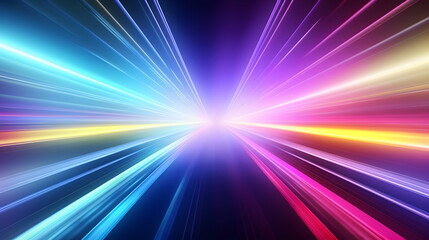 Bright colorful neon rays and glowing lines poster background