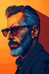 Wall Mural - Illustration of a man with sunglasses and a beard