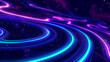 Vibrant Neon Rings and Galactic Curves in Purple and Blue: Abstract Space-Inspired Digital Art