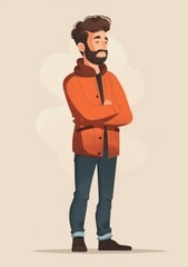 Wall Mural - Cartoon illustration of a man with crossed arms