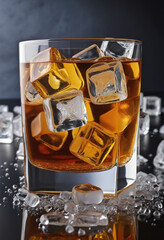 Highball of whisky on the rocks, made using cutting-edge AI technology 