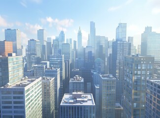 A cityscape image of a large urban area with many skyscrapers.