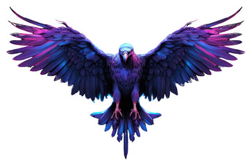 Wall Mural - PNG Illustration flying Vulture Neon rim light purple vulture angel.