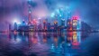 Lujiazui skyline, Oriental Pearl Tower, Shanghai World Financial Center, Lujiazui Loop, Lujiazui Metro, Suzhou River, Lujiazui Central Green Space, Color-changing LEDs, skyline spotlights