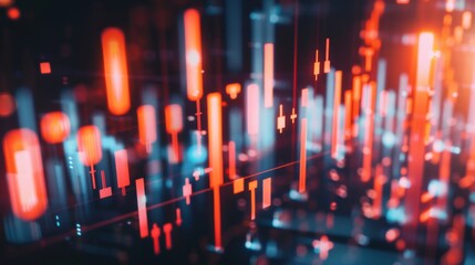 Fototapete - Candlestick charts displaying stock price movements, financial analysis concept