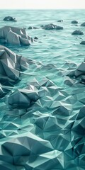 Canvas Print - 3D rendering of a low poly seascape