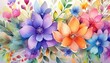 Watercolor floral background with flowers