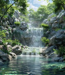 Wall Mural - Waterfall in the Rocky Mountains