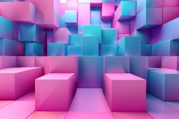 Sticker - Three-dimensional pink and blue cube background