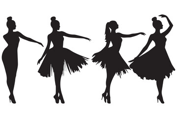 Wall Mural - silhouettes of dancing Girl Group