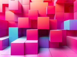 Sticker - Pink and purple 3D cubes background