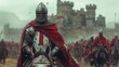 © ProArt Studios - a medieval Templar knight on horseback with a castle in the background