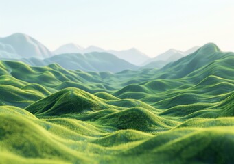 Poster - Green rolling hills under a blue sky