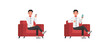 © yindee - Set of businessman character vector design. Chinese man sitting and showing mobile phone illustration. Presentation in various action.