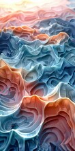 Colorful 3D Rendering Of A Wavy Terrain