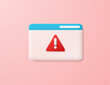 Error message, page not found, exclamation point. Vector illustration.