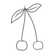 continuous line drawing of cherry isolated on transparent background. Vector illustration