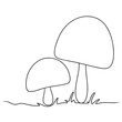 continuous line drawing of mushroom isolated on transparent background. Vector illustration