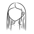 continuous line drawing of head female character isolated on transparent background. Vector illustration