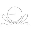continuous line drawing of clock isolated on transparent background. Vector illustration