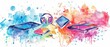 © JK_kyoto - Watercolor of a digital tablet and gadgets representing modern technology in cyber styles, clipart kawaii watercolor on white background