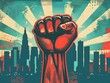 Empowered Fist Raising in an Urban Landscape Symbol of Resistance Revolution and Social Change