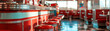 Classic Diner Days, 50s diner with jukebox and chrome stools, Iconic Americana re-envisioned, Detailed nostalgic setting