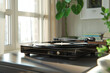 Vinyl Revival, Record player with vinyl collections, Tribute to classic music listening, Detailed contemporary render
