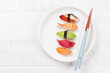 Sushi plate on wooden table