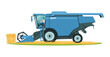 A combine with a driver harvests rye isolated. Vector illustration.